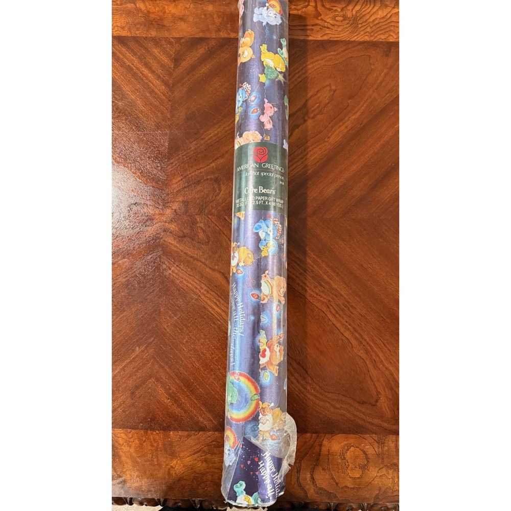 VTG 1980s Care Bears Christmas Wrapping Paper American Greetings NOS 35 Sq Ft